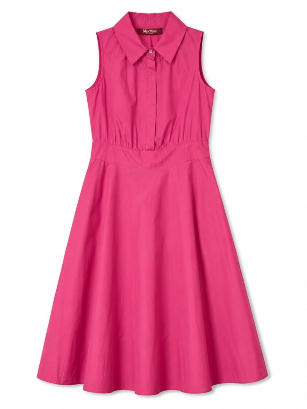 Max Mara Studio Hot Pink Fuchsia Sleeveless A-Line Midi Dress